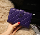 Chanel Matelasse Bi-Fold Wallet Sheepskin Leater A31506 Purple A31506