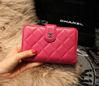 Chanel Matelasse Bi-Fold Wallet Sheepskin Leater A31506 Rose A31506