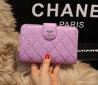Chanel Matelasse Bi-Fold Wallet Sheepskin Leater A80136 Lavender A80136