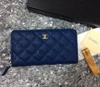 Chanel Matelasse Zip Around Wallet Caviar leather A50071 Royalblue A50071