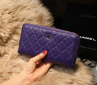 Chanel Matelasse Zip Around Wallet Sheepskin A31505 Purple A31505