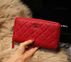 Chanel Matelasse Zip Around Wallet Sheepskin A31505 Red A31505