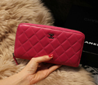 Chanel Matelasse Zip Around Wallet Sheepskin A31505 Rose A31505