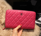 Chanel Matelasse Zip Around Wallet Sheepskin A31508 Rose A31508