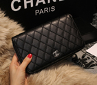 Chanel Matelasse Zip Around Wallet Sheepskin A80132 Black A80132