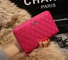 Chanel Matelasse Zip Around Wallet Sheepskin A80132 Rose A80132