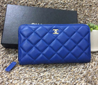 Chanel Matelasse Zip Around Wallet Sheepskin leather A50071 Blue A50071