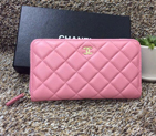 Chanel Matelasse Zip Around Wallet Sheepskin leather A50071 Pink A50071