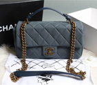 Chanel Original Cannage Pattern Nubuck Leather Top Flap Bag A67622 Grey blue A67622