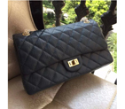 Chanel Original Glazed Crackled Leather Classic Flap Bag A30227 Black Gold A30227