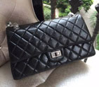 Chanel Original Glazed Crackled Leather Classic Flap Bag A30227 Black Silver A30227