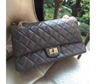 Chanel Original Glazed Crackled Leather Classic Flap Bag A30227 Gray Gold A30227