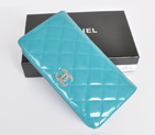 Chanel Patent Leather Bi-Fold Wallet A31508 Lake green A31508