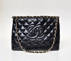 Chanel Shopping Bag Sheepskin Leather A50496 Black A50496