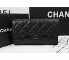 Chanel Tri-Fold Wallet Black Original Caviar leather A31506 Gold A31506