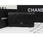 Chanel Tri-Fold Wallet Black Original Caviar leather A31506 Silver A31506
