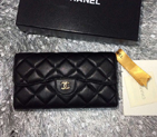 Chanel Tri-Fold Wallet Black sheepskin leather A31506 A31506