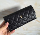 Chanel Tri-Fold Wallet Original Caviar Leather A48656 Black with Gold A48656