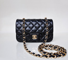 Chanel mini Classic Flap Bag Black Sheekskin 1117 Gold 1117
