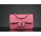 Chanel mini Classic Flap Bag Original Caviar leather 1117 Peach in Silver 1117