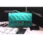 Chanel mini Classic Flap Bag Original Patent leather 1117 Light Green in Silver 1117