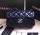 Chanel mini Classic Flap Bag Original Patent leather 1117 Royalblue in Silver 1117