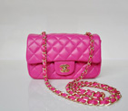 Chanel mini Classic Flap Bag Sheekskin leather 1117 Rose in Gold 1117