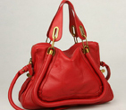 Chloe Paraty Shoulder Bags Calf Leather Red 29883