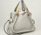 Chloe Paraty Shoulder Bags Snake Veins Leather Gray 29883