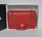 Classic Chanel Maxi Double Flaps Bag A36098 Red Original Caviar Leather Silver A36098