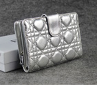 Dior Bi-Fold Wallet Sheepskin Leather DS023 Silver