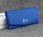 Dior Cowhide Leather Long Leather Wallet 1056 Blue