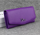 Dior Cowhide Leather Long Leather Wallet 1056 Purple