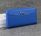 Dior Cowhide Leather Long Leather Wallet 1057 Blue
