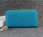 Dior Cowhide Leather Long Leather Wallet with Embossed 1098 Blue