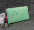 Dior Cowhide Leather Long Leather Wallet with Embossed 1098 Green