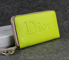 Dior Cowhide Leather Long Leather Wallet with Embossed 1098 Lemon