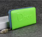 Dior Cowhide Leather Long Leather Wallet with Embossed 1098 Lightgreen