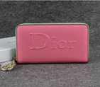 Dior Cowhide Leather Long Leather Wallet with Embossed 1098 Pink