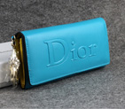 Dior Cowhide Leather Long Leather Wallet with Embossed 5192 Blue