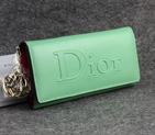 Dior Cowhide Leather Long Leather Wallet with Embossed 5192 Green