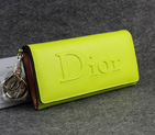 Dior Cowhide Leather Long Leather Wallet with Embossed 5192 Lemon