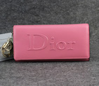 Dior Cowhide Leather Long Leather Wallet with Embossed 5192 Pink
