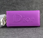 Dior Cowhide Leather Long Leather Wallet with Embossed 5192 Purple