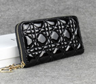 Dior Patent Leather Long Leather Wallet 1098 Black