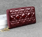 Dior Patent Leather Long Leather Wallet 1098 Burgundy