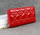 Dior Patent Leather Long Leather Wallet 1098 Red