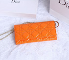 Dior Patent Leather Long Leather Wallet with chain 1078 Orange