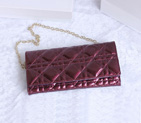 Dior Patent Leather Long Leather Wallet with chain 1078 Purple