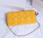 Dior Patent Leather Long Leather Wallet with chain 1078 Yellow